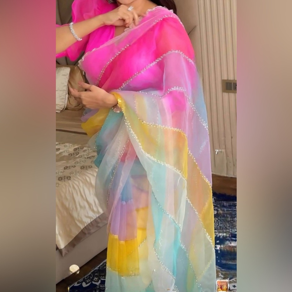 Vibrant Multicolor Sari with Embellishments